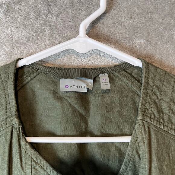 Athleta Wanderbout Olive Green Linen Utility Vest Size XS - Picture 2 of 6